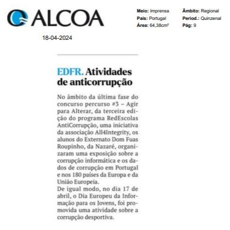 O EDFR é notícia no Jornal O Alcoa